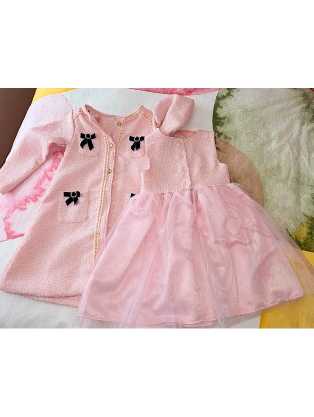 Blueberi Boulevard Rose Tweed Dress and Coat Set, Size 6X